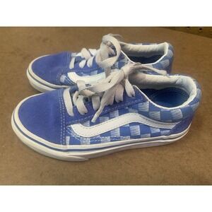 Unisex Kids Sz 12 Blue Checkered Lace Up Vans Off The Wall Lace up Sneakers